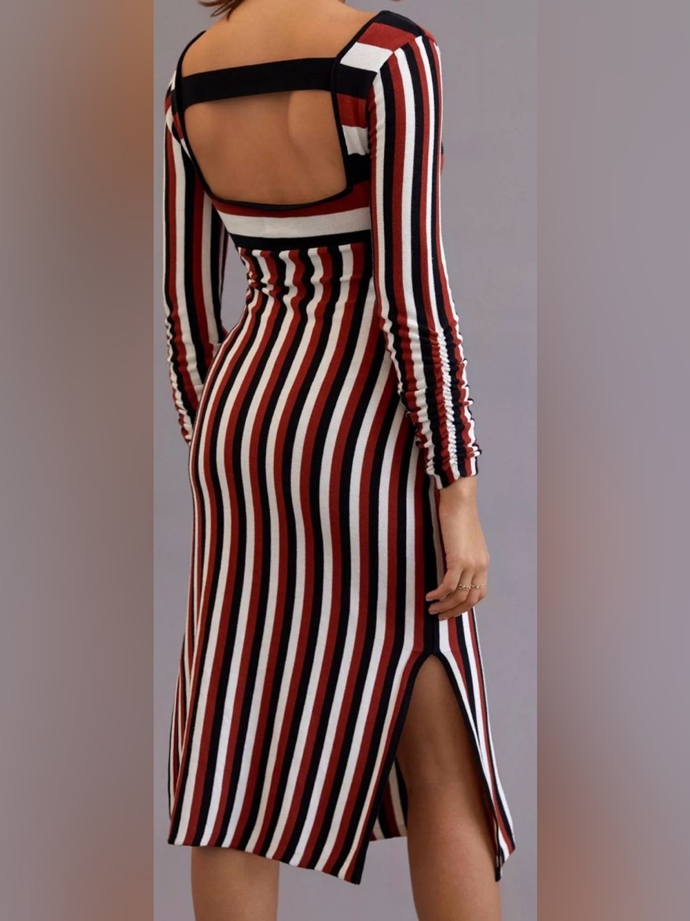 Maeve Striped Sweater Midi Dress M